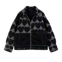 Black Heart Designer Women's Winter Warm Coat Printed Lamb Fleece Ladies Lamb Fleece Fleece Jacket