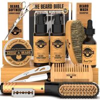 100% All Natural Men's Beard Care Roller Kit Oil Bottle Beard Growth Kit Balm and Brush Straight Shaver Trimmer Kit Products