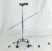 Portable elderly steel four-legged crutches