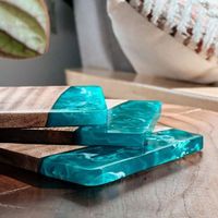 Housewarming Gift Drinkware Resin Art Wooden Epoxy Coaster Set