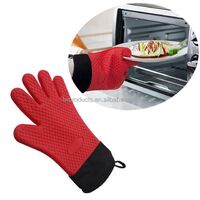 High heat resistance, high temperature resistance, insulation, anti-scalding, home kitchen baking silicone gloves, cotton lining