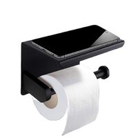 304 Stainless Steel Black Wall Mounted Tissue Holder Towel Rack With Phone Holder Bathroom Toilet Paper Holder