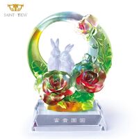 Chinese Horoscope Zodiac Fengshui Lucky Home Office Decor Crystal Rabbit