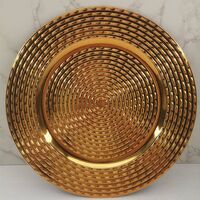 13 inch wedding decoration plastic gold and silver charger plate