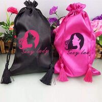 Custom Logo Cosmetic Satin Hair Bag Jewelry Gift Silk Hair Packaging Bag Wig Storage Bag