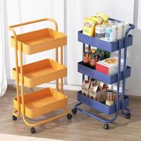 EISHO Hot Sale 3 Tier Storage Trolley Metal Rolling Trolley Bathroom Trolley with Handle Three Tier Trolley Rolling Utility Trolley