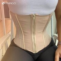 Custom Private Label Double Compression Adjustable Zipper Body Sculpting Steel Abdomen Rubber Belt Waist Trainer Corset