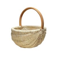 Manufacturer Supplier Natural Color Durable Rattan Basket with Handle Made in Vietnam