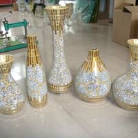 Hot Sale Gold Hand Cracked Mosaic Glass Vase / Home Decor Luxury Mosaic Vase