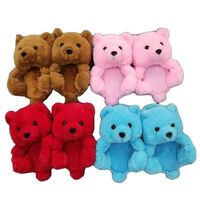 Hot Sale Cute Soft Plush Indoor Household Shoes Gifts for Kids Kids Toeless Cotton Plush Teddy Bear Household Slippers