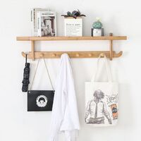 High quality wall mounted bamboo storage rack with key hooks