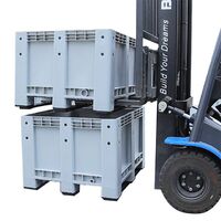 Large Plastic Pallet Container 760 Rigid Stackable Box Plastic Pallet Box With Lid And Wheels