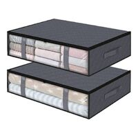 2 Pack Storage Boxes Clothes Storage Under Bed Storage Containers For Organizing Clothes Bedroom Quilt Black