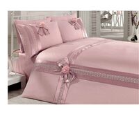 Turkish Double Lace Sateen Duvet Cover and Sheet and 4Adet Pillowcase