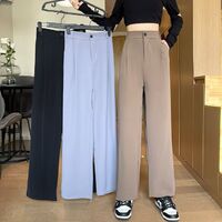 Women's loose high-waisted wide-leg pants 2021 spring and autumn casual straight-leg trousers women's solid color plus size 4XL trousers