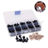 100 Pieces 6-12mm DIY Doll Eyes Black Plastic Craft Teddy Bear Plush Animal Doll Amigurumi DIY Accessories for Safety Eyes