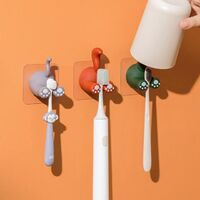 Sticky hook-free punch-free toothbrush holder storage cartoon holder wall plug multi-functional plastic self-adhesive bathroom