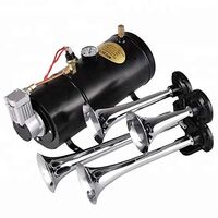 Train Air Horn Kit, 4 Horns 100 PSI 12V Compressor Tank and Gauge (Black)