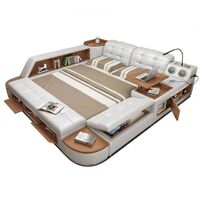 Modern leather fabric, large storage space, practical, smart and convenient double bed