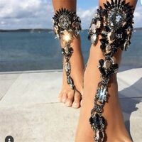 Latest Summer Beach Barefoot Sandals Fashion Body Rhinestone Foot Sexy Chain Ankle Jewelry Anklet For Girls