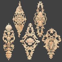 Carved Rubberwood Decals and Inlays for Home Decor