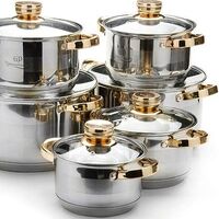 Stainless Steel Multifunctional Cooking Pot Milk Pot Cookware Kitchenware Kitchenware Set with Gold Glass Lid