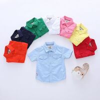 Toddler Boys Short Sleeve Button Shirt Solid Color Cotton Design DM029B