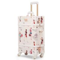 New Pu Leather Retro Suitcase Set Rolling Luggage Trolley Bag Retro Suitcase Luggage Girl