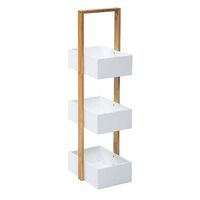 White 3 Tier Solid Bathroom Bedroom Storage Box Unit Bamboo Tub Box