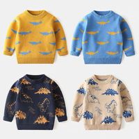 Factory direct sale autumn and winter toddler children boy baby girl unique design round neck knitted pullover top