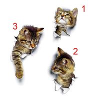 3D cute cartoon animal cat sticker refrigerator door bathroom decoration sticker cat pvc wall sticker