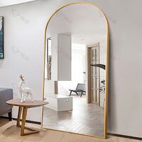 Custom Large Vintage Gold Long Standing Arched Metal Frame Hanging Clothes Tilt Full Body Oversized Floor Mirror