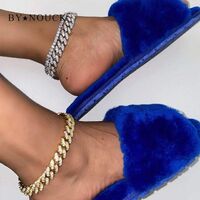 Fashion Barefoot Ankle Jewelry Blingbling Ice Rhinestone Women's Anklet Gold Silver Crystal Cuban Chain Anklet