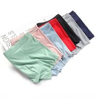 Men's Silk Underwear Boxer Ice Silk Breathable Solid Color Mid Waist Briefs