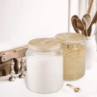 Glass Jar with Bamboo Lid Sealed Glass Jar for Food Storage Set with Bamboo Lid (64OZ*2PCS)