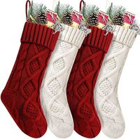 Christmas Socks 4 Pack Christmas Socks 18 Inch Knit Socks Ornament for Family Holiday Christmas Party Decorations