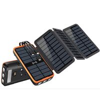 Newest Built-in Cable 4 Pieces Solar Panel 8W Solar Charger Power Bank 30000mah for Outdoor Bait Boat Carp Fishing Power Supply