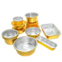Custom Size Disposable Color Gold 800ml Foil Cake Baking Pan Tray with Lid