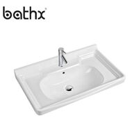 Contemporary Style Factory Supply White Bathroom Countertop Sink with Unique Cabinets