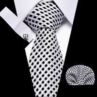 Classic Tie Gift Men's Tie Handkerchief Cufflinks Set Pocket Handkerchief 100% Silk 7.5cm Tie