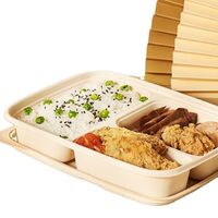 Custom Eco Friendly Lunch Disposable Plate Separate Container Custom 3 Compartment Cornstarch Lunch Box Takeaway