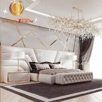 High End Large Headboard Double Bed Lighted Custom Bed Set Modern Bedroom Furniture