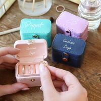 Custom Logo Mini Travel PU Leather Jewelry Box Jewelry Organizer Holder Portable Jewelry Organizer for Ring Earrings