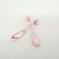 Hot Pink Face Spoon Clear Plastic Transparent Cosmetic Scraper