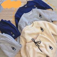 Custom 2022 Kids Winter Clothing Set Sportswear Sweatshirt with Sweatpants 2 Piece Boys and Girls Casual Jogging Sets