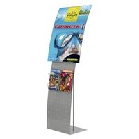 A4 Gray Aluminum Wire Magazine Display Rack with Single Sided Floor