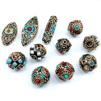 Nepalese Buddhist Tibetan Brass Loose Metal Clay Craft Beads For DIY Necklace Jewelry