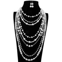 Fashion Ladies Latest Pearl Necklace Modern Pearl Necklace Design High Quality Beaded Necklace Imitation Pearl Alloy