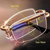 Folding Glasses Portable Progressive Reading Glasses Multifocal Men's Anti-Blue Light Reading Glasses