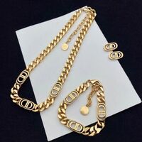 Fashion Ladies 18K Gold Plated Designer Jewelry Set Luxury Waterproof Stainless Steel Bracelet Necklace Jewelry Set